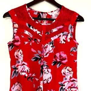 Candies Red Floral Sleeveless Blouse